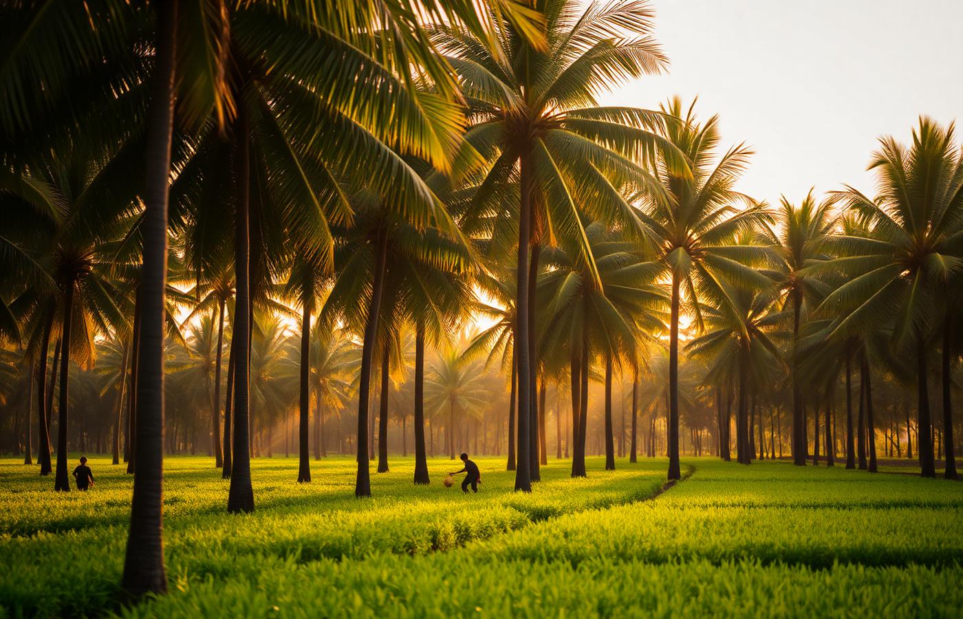 Coconut palm farm in India supplying fresh semi-husked coconuts